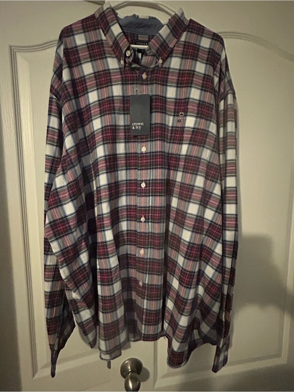 Crown & Ivy Red and White Plaid Button-Down Shirt